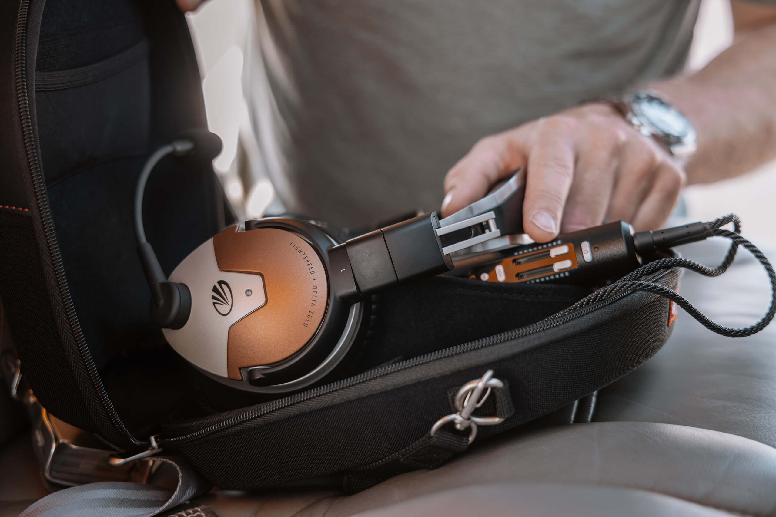 Lifestyle image of a Lightspeed Delta Zulu being lifted out of its case