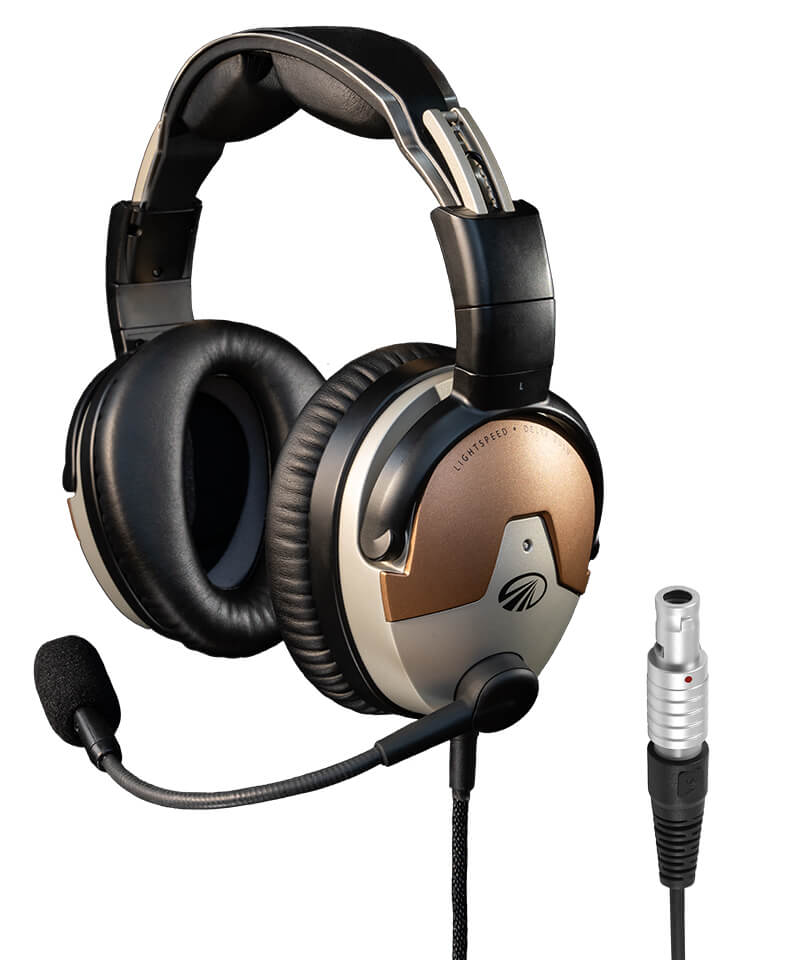 Lightspeed Delta Zulu ANR headset with LEMO panel power plug